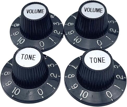 Fine 24 Splines Witch Hat Knobs Top Hat Knobs 2 Tone 2 Volume Guitar Control Knobs for USA LP SG Electric Guitar Bass Amplifiers (Black w/Gold) in Saudi Arabia