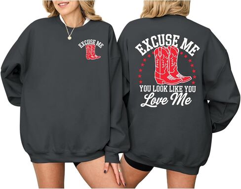 Western Country Crewneck Sweatshirts for Women Cowboy Boots Graphic Sweatshirt Vintage Long Sleeve Pullover Tops in Kuwait