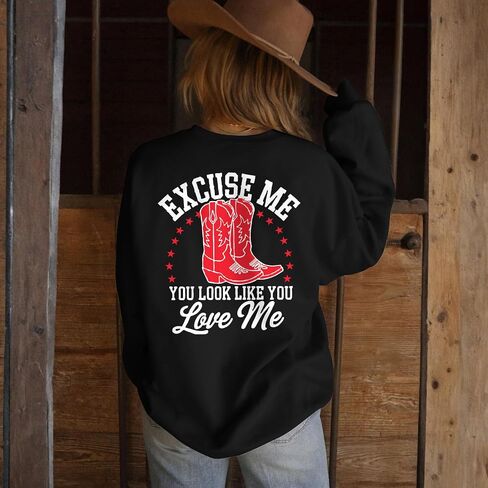 Western Country Crewneck Sweatshirts for Women Cowboy Boots Graphic Sweatshirt Vintage Long Sleeve Pullover Tops in Kuwait