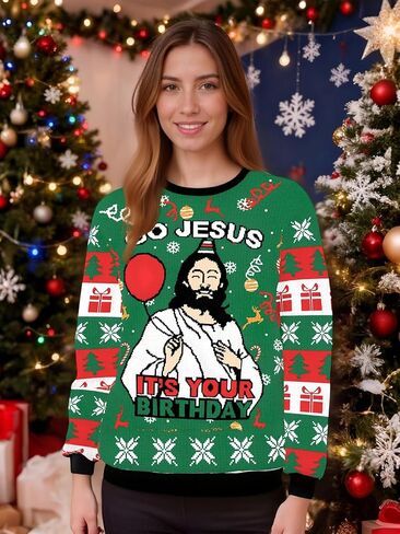 NTSWZYS Unisex Adult Ugly Christmas Sweatshirt 2025 Crewneck 3D Printed Funny Sweatshirts Long Sleeve Holiday Pullover Top in Saudi Arabia