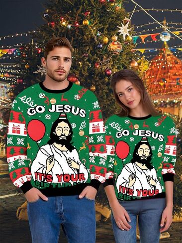 NTSWZYS Unisex Adult Ugly Christmas Sweatshirt 2025 Crewneck 3D Printed Funny Sweatshirts Long Sleeve Holiday Pullover Top in Saudi Arabia
