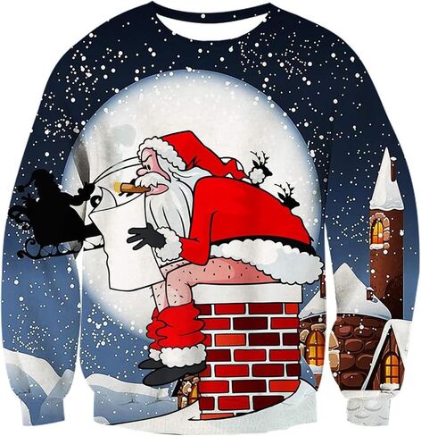 NTSWZYS Unisex Adult Ugly Christmas Sweatshirt 2025 Crewneck 3D Printed Funny Sweatshirts Long Sleeve Holiday Pullover Top in Saudi Arabia