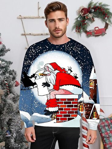 NTSWZYS Unisex Adult Ugly Christmas Sweatshirt 2025 Crewneck 3D Printed Funny Sweatshirts Long Sleeve Holiday Pullover Top in Saudi Arabia