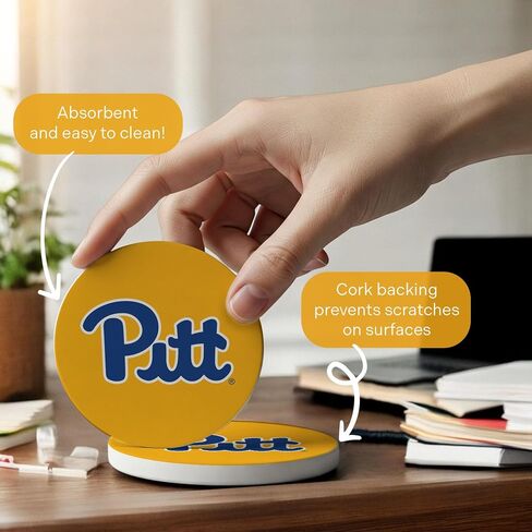 Desert Cactus University of Pittsburgh Ceramic Coasters 4 Pack Panthers Pitt Absorbent Drink Coasters with Cork Backing (Design A) in Saudi Arabia