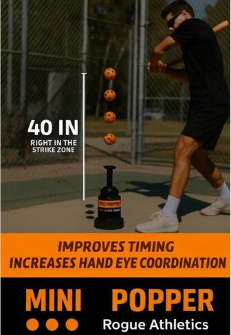 The Original Baseball Mini Popper - Batting Machine for Hitting Practice Without a Pitcher - (3 Balls Included) - for Ages 14 & Under in Saudi Arabia