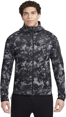 هودي Nike Sportswear للرجال من Tech Fleece Windrunner بسحاب كامل (الولايات المتحدة، ألفا، صغير، عادي، عادي، رمادي دخاني/أنثراسايت) in Kuwait