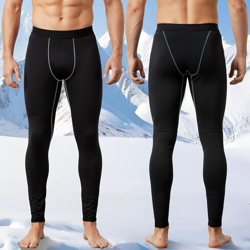 Coume 4 Pack Men Thermal Compression Pants Fleece Lined Heated Tight Athletic Leggings Cold Weather Sports Baselayer Winter in Saudi Arabia