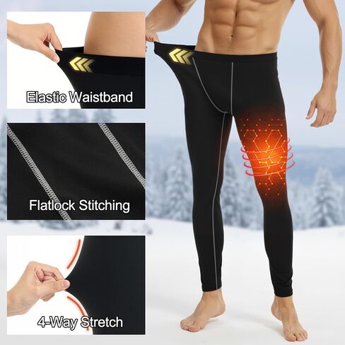 Coume 4 Pack Men Thermal Compression Pants Fleece Lined Heated Tight Athletic Leggings Cold Weather Sports Baselayer Winter in Saudi Arabia