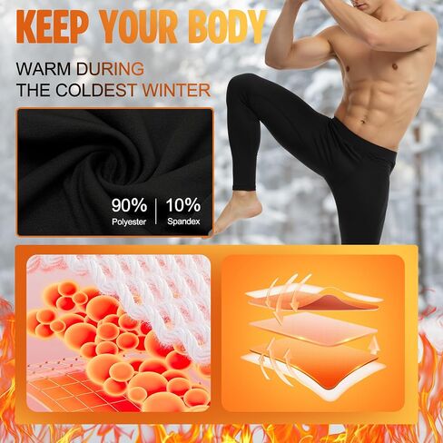 Coume 4 Pack Men Thermal Compression Pants Fleece Lined Heated Tight Athletic Leggings Cold Weather Sports Baselayer Winter in Saudi Arabia