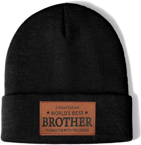 Worlds Best Brother Ever Gifts Leather Beanie Hat from Niece Nephew Christmas Stocking Stuffers Birthday Gift in Kuwait