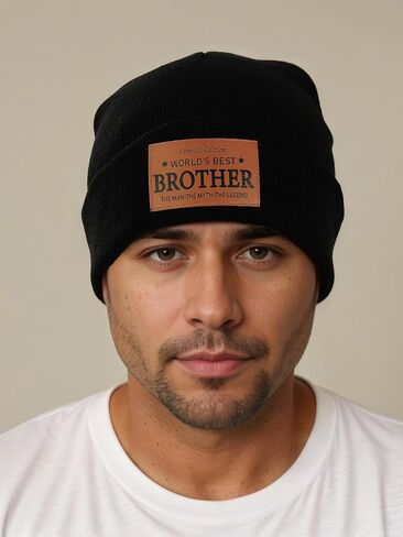 Worlds Best Brother Ever Gifts Leather Beanie Hat from Niece Nephew Christmas Stocking Stuffers Birthday Gift in Kuwait