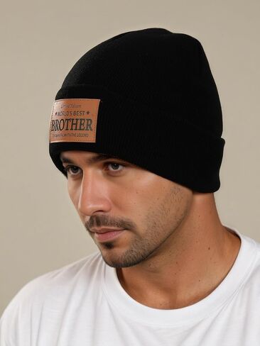 Worlds Best Brother Ever Gifts Leather Beanie Hat from Niece Nephew Christmas Stocking Stuffers Birthday Gift in Kuwait