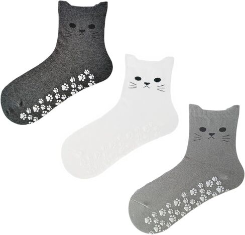 Pilates Grip Socks for Women Cute Yoga Grippy Non Slip Non Skid Cat Socks with Cat Paw Gripper for Barre Workout in Saudi Arabia