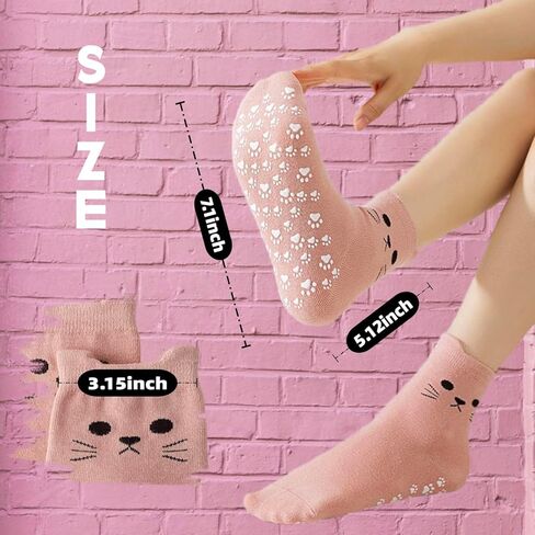 Pilates Grip Socks for Women Cute Yoga Grippy Non Slip Non Skid Cat Socks with Cat Paw Gripper for Barre Workout in Saudi Arabia