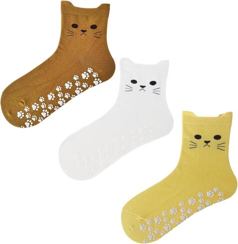Pilates Grip Socks for Women Cute Yoga Grippy Non Slip Non Skid Cat Socks with Cat Paw Gripper for Barre Workout in Kuwait