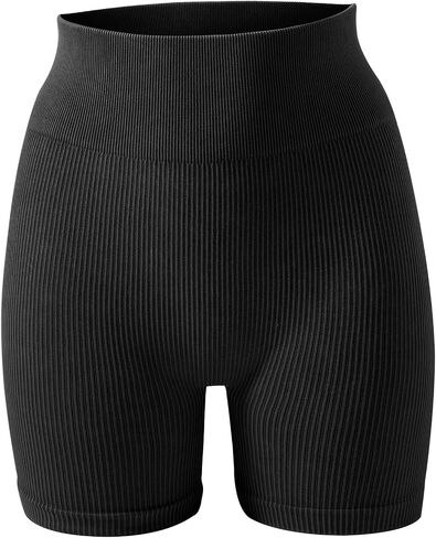 Women's High-Waisted Ribbed Shorts Stretchy Slimming Fit for Casual and Active Wear in Saudi Arabia