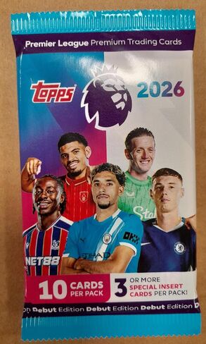 Topps Premier League 2025-26 - الإصدار الأول - صندوق كامل - 28 حزمة في كل صندوق (280 بطاقة) 3 أو أكثر من بطاقات الإدخال الخاصة في كل حزمة. in Saudi Arabia