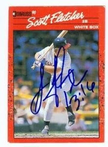 Scott Fletcher autographed baseball card (Chicago Sox) 1990 Donruss #455 - Autographed Baseball Cards in Saudi Arabia