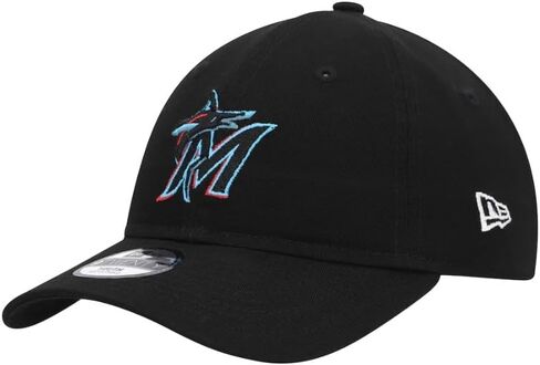 قبعة New Era JR Miami Marlins Youth Core Classic 9TWENTY قابلة للتعديل - أسود، 8 سنوات، أحمر/كحلي in Kuwait