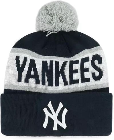 Officially Licensed New York Baseball Cuffed Knit Pom Beanie Hat Classic Edition NY Team Logo Embroidered Navy Blue Sports Cap in Saudi Arabia