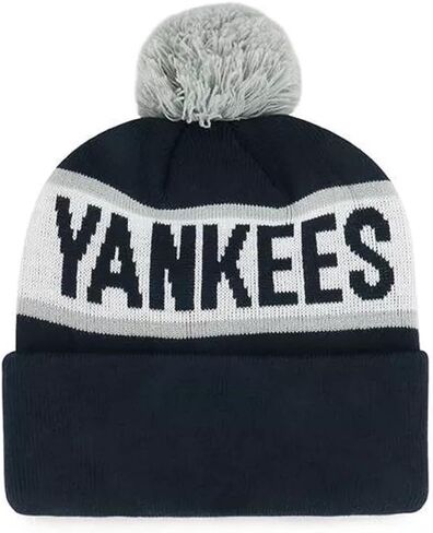 Officially Licensed New York Baseball Cuffed Knit Pom Beanie Hat Classic Edition NY Team Logo Embroidered Navy Blue Sports Cap in Saudi Arabia