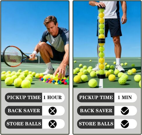 مسترد كرة البيسبول - مسترد كرة التنس - يحمل 15 كرة تنس أو 14 كرة مخلل | تصميم قادوس قابل للفصل من جزأين (شفاف) —— لا يتضمن أي كرات. in Kuwait