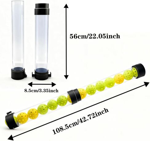 مسترد كرة البيسبول - مسترد كرة التنس - يحمل 15 كرة تنس أو 14 كرة مخلل | تصميم قادوس قابل للفصل من جزأين (شفاف) —— لا يتضمن أي كرات. in Kuwait