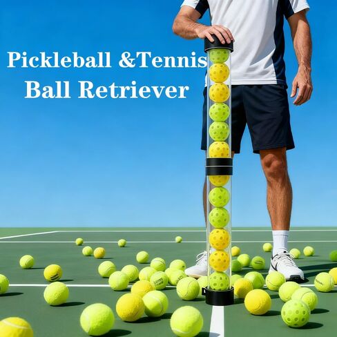 مسترد كرة البيسبول - مسترد كرة التنس - يحمل 15 كرة تنس أو 14 كرة مخلل | تصميم قادوس قابل للفصل من جزأين (شفاف) —— لا يتضمن أي كرات. in Kuwait