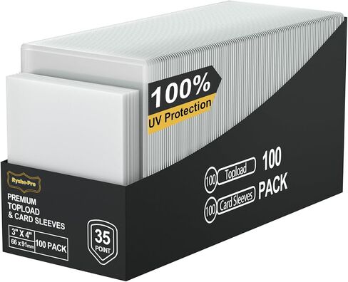 200 Card Sleeves Top Loaders, 35PT Hard Plastic Holder for Baseball, High UV-Resistant Trading Card Protectors Fit for MTG TCG Game Sports (100 Toploaders + 100 Clear Sleeves + 1 PP Box) in Saudi Arabia