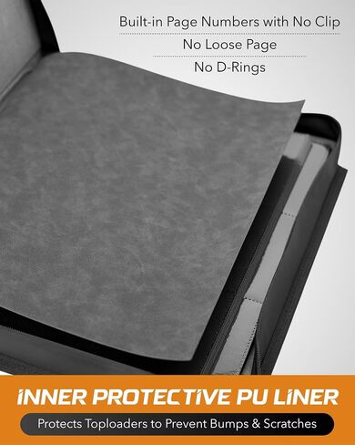 Upgraded Toploader Binder with Waterproof Zipper and PU Inner Liner, Hold 252 Top Loaders/3x4'' with 9-Pocket Each Page, with 2 Labels and Ringless Design, Fit for Sports/TCG Party Premium Storage in Saudi Arabia