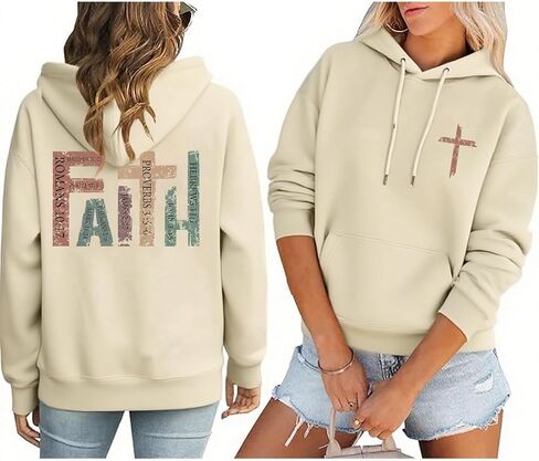 Faith Sweatshirts for Women Christian Sweatshirt Jesus Cross Graphic Shirt Bible Verse Religious Hoodie Pullover Tops in Saudi Arabia