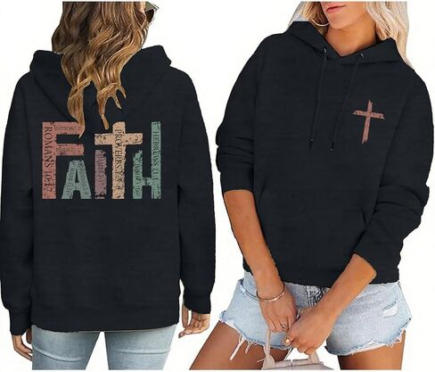 Faith Sweatshirts for Women Christian Sweatshirt Jesus Cross Graphic Shirt Bible Verse Religious Hoodie Pullover Tops in Saudi Arabia