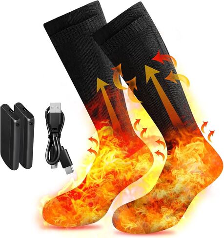 Heated Socks for Men Women,Electric Heated Socks 3 Heating Levels with 4000mAh*2 Battery Rechargeable,Machine Washable Socks Suitable for Winter Outdoor Sports, Camping, Hunting, Hiking in Saudi Arabia