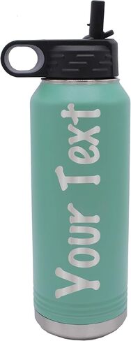 My Personal Memories Custom Personalized Premium 32 oz Vacuum Insulated Powder Coated Stainless Steel Sports Water Bottle with Straw for Workouts, Yoga, Gym, Office, Women, Men, Him, Her (Teal Blue) in Saudi Arabia
