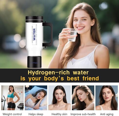 Hydrogen Water Pitcher with Handle: Smart 32 Oz Hydrogen-Enriched Kettle with Dry Electrolysis, Self-Cleaning, Tilt Protection, USB-C Rechargeable in Saudi Arabia