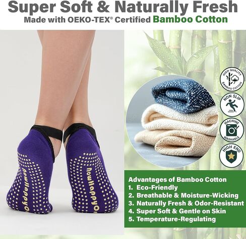 Yoga Socks For Women, Open-toe, Non-slip Grip, 2 Pairs for Ballet, Barre, Plasticity, Dance, Barefoot Workout in Saudi Arabia