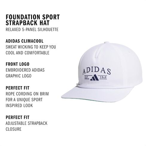 Adidas Men's Foundation Strapback Hat – Adjustable Baseball Cap with Classic Logo in Saudi Arabia