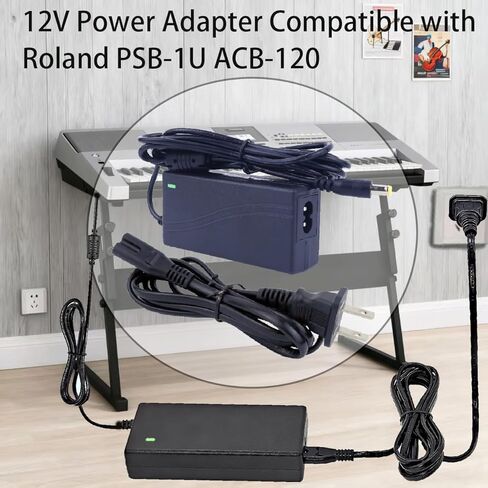 ينطبق محول الطاقة 12 فولت تيار مستمر على Roland PSB-5U لسلك إمداد الطاقة للبيانو الرقمي FP-10 الرئيسي PSU 6.6FT سلك شاحن بديل للوحة المفاتيح الإلكترونية للبيانو الرقمي in Kuwait