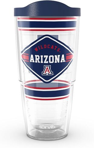 Tervis Arizona Wildcats - أول سلسلة مصنوعة في الولايات المتحدة الأمريكية كوب سفر معزول بجدار مزدوج يحافظ على المشروبات باردة وساخنة، 24oz، كلاسيكي in Saudi Arabia