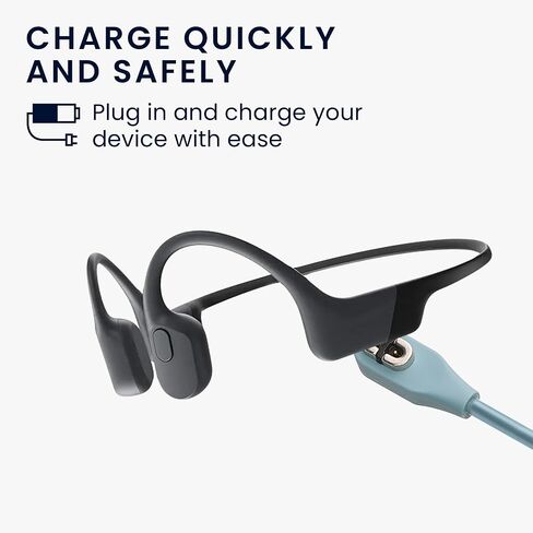 kwmobile USB Cable Charger Compatible with AfterShokz Aeropex AS800 / OpenComm ASC100SG Cable - Charging Chord for Smart Watch - Light Blue in Saudi Arabia