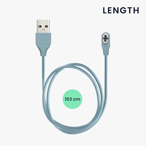 kwmobile USB Cable Charger Compatible with AfterShokz Aeropex AS800 / OpenComm ASC100SG Cable - Charging Chord for Smart Watch - Light Blue in Saudi Arabia