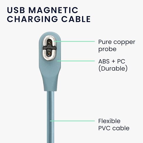 kwmobile USB Cable Charger Compatible with AfterShokz Aeropex AS800 / OpenComm ASC100SG Cable - Charging Chord for Smart Watch - Light Blue in Saudi Arabia