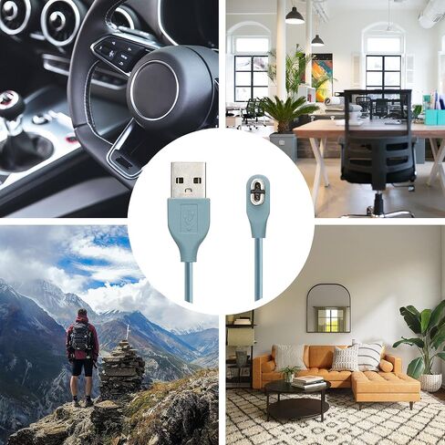 kwmobile USB Cable Charger Compatible with AfterShokz Aeropex AS800 / OpenComm ASC100SG Cable - Charging Chord for Smart Watch - Light Blue in Saudi Arabia