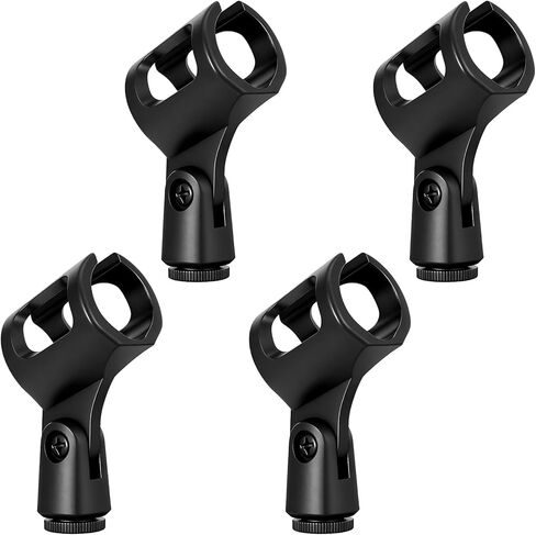 4Pcs Microphone Clip Mic Holder Adjustable Angle Flexible Rubber Handheld Wireless Mic Holders Clamp for Handheld Microphones(Inner Diameter Range 30-50mm) in Kuwait