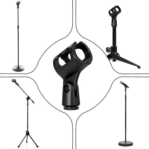 4Pcs Microphone Clip Mic Holder Adjustable Angle Flexible Rubber Handheld Wireless Mic Holders Clamp for Handheld Microphones(Inner Diameter Range 30-50mm) in Kuwait