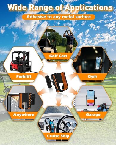 Golf Cart Phone Holder, Phone Caddy for Golf Cart with Super Strong N52 Magnets, Fits EZGO/Yamaha/Club Car/Icon Golf Cart, Golf Accessories for Men & Women - Golf Cart, Gym (2 Pack) in Saudi Arabia