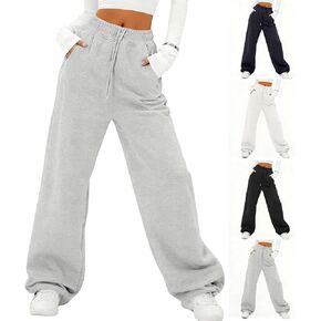 واسعة الساق الصوف Sweatpants المرأة فضفاض عالية الخصر ركض مع جيوب رياضية تجريب Sweatpants صالة السراويل in Kuwait