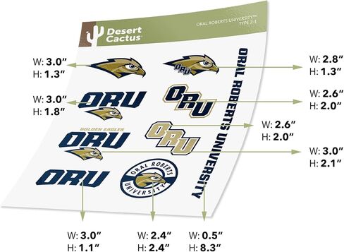 Desert Cactus Oral Roberts University ORU Golden Eagles Sticker Vinyl Decals Laptop Water Bottle Car Scrapbook T2 (Type 2) in Saudi Arabia