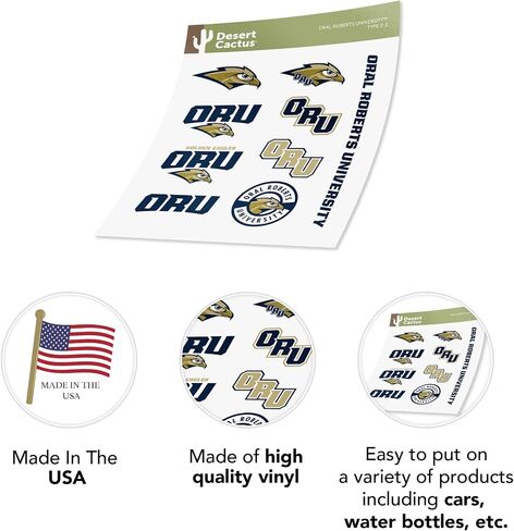 Desert Cactus Oral Roberts University ORU Golden Eagles Sticker Vinyl Decals Laptop Water Bottle Car Scrapbook T2 (Type 2) in Saudi Arabia