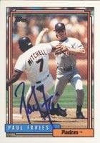 بول فاريس سان دييغو بادريس 1992 بطاقة توبس موقعة. يأتي هذا المنتج مع شهادة الأصالة من Autograph-Sports. موقعة - بطاقات البيسبول الموقعة من MLB in Saudi Arabia